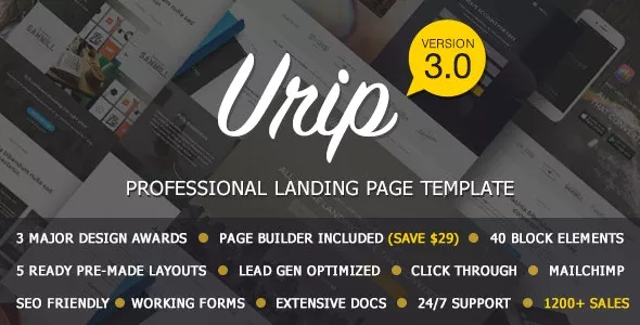 Urip v3.0 - Professional Landing Page With HTML Builder