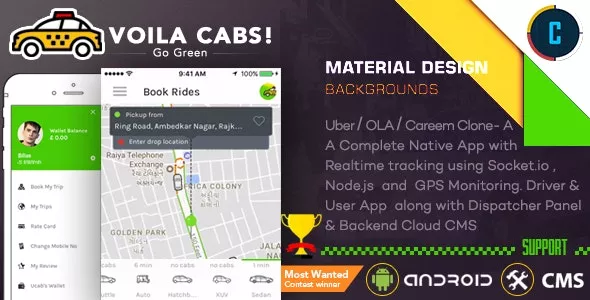 Taxi Booking App v1.0.5 - A Complete Clone of UBER with User,Driver & Backend CMS Coded with Native Android