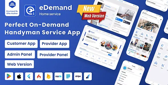 eDemand v2.1.0 - Multi Vendor On Demand Handy Services, Handyman with Flutter App & Admin Panel