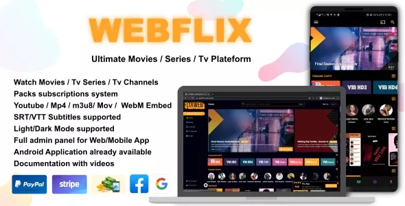 WebFlix v1.6 - Movies - TV Series - Live TV Channels - Subscription