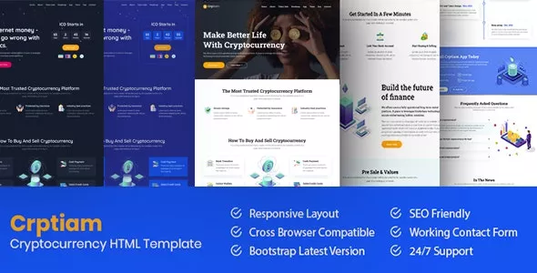 Crptiam - Cryptocurrency Landing Page HTML Template