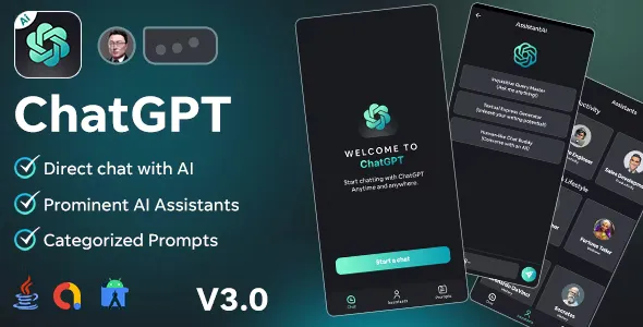 AssistantAi v3.0 - ChatGPT App - Android Java App + AdMob Ads
