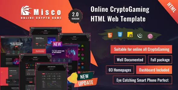 Miscoo v2.0 - Online CryptoGaming HTML Template
