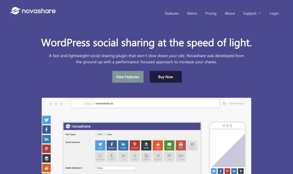 Novashare v1.4.8 - A Fast and Lightweight Social Sharing Plugin for WordPress