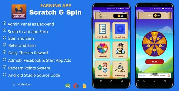 Scratch & Spin to Win Android App with Earning System (Admob, Facebook, Start App Ads) v4.0