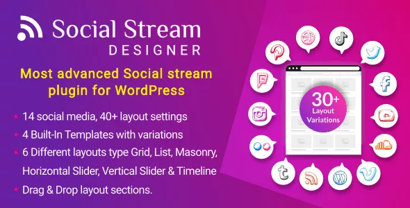Social Stream Designer v1.1.6 - Instagram Facebook Twitter Feed - Social media Feed Grid Gallery Plugin