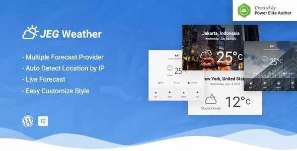 Jeg Weather v1.0.2 - Forecast WordPress Plugin - Add Ons for Elementor and WPBakery Page Builder