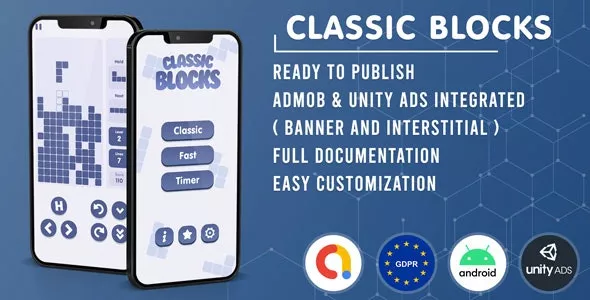 Classic Blocks Tetris - Admob + GDPR + Unity Ads