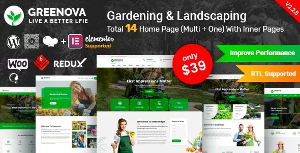 Greenova v2.3.1 - Gardening & Landscaping WordPress Theme
