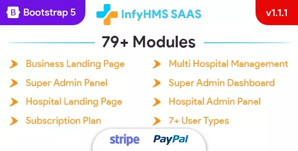 InfyHMS-Saas v1.1.1 - Laravel Multi Hospital Management System - SaaS Hospital