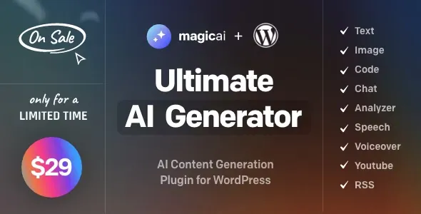 MagicAI for WordPress v1.1 - AI Text, Image, Chat, Code, and Voice Generator