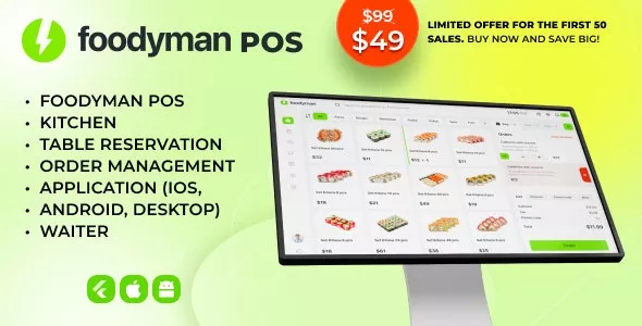 A single restaurant POS + Kitchen + Table Reservation + Waiter Application (iOS, Android, Desktop)