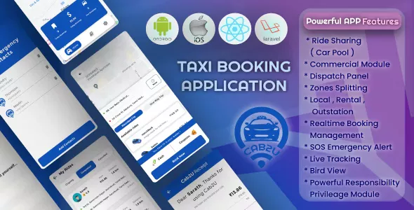 Cab2u v1.3.0 - Taxi Solution Android & IOS + Admin Panel + Dispatch Panel