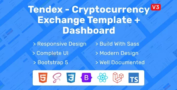 Tendex - React, HTML & Laravel Crypto Exchange Landing Page With Dashboard