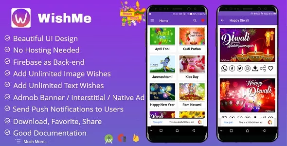 WishMe v1.5 - Festival Wishes Android App with Firebase Back-end