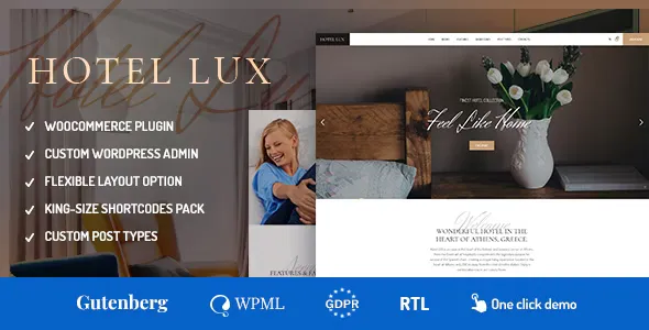 Hotel Lux v1.2.7 - Resort & Hotel WordPress Theme