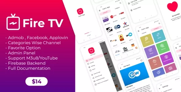 Live TV with Firebase Admin Panel and Admob, Facebook Ads v1.4