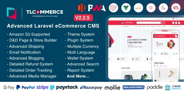 TLCommerce v2.2.0 - Laravel & VueJS Powered Ecommerce CMS with PWA