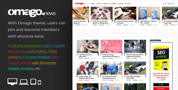 Omago News v3.1 - User Profile Membership & Content Sharing Theme