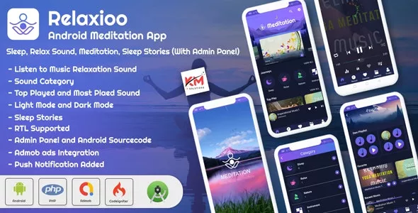 Relaxioo v1.3 - Android App Relaxation & Meditation Music Application with Admin Panel