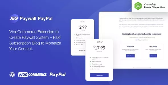 Jeg Paywall & Content Subscriptions System with Paypal for WooCommerce v1.0.2