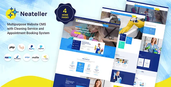 Neateller v1.3 - Multipurpose Website CMS with Cleaning Service and Appointment Booking System