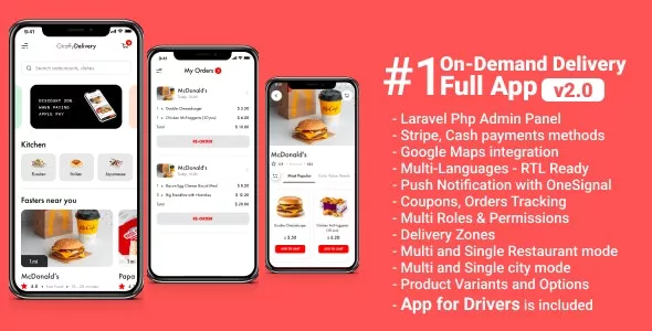 Giraffy Delivery v2 - Food Delivery Full App with Backend