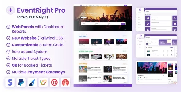 EventRight Pro v1.11.0 - Ticket Sales and Event Booking & Management System with Website & Web Panels (SaaS)