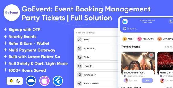 GoEvent v1.2 - Event Booking Management - Event Planner - Flutter Full Solution App