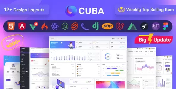 Cuba v8.1.1 - HTML, React, Angular 15, VueJS, Django, Flask, Nodejs & Laravel 9 Admin Dashboard Template
