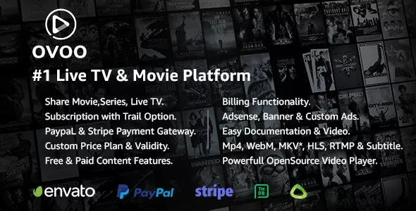 OVOO v3.3.3 - Live TV & Movie Portal CMS with Membership System
