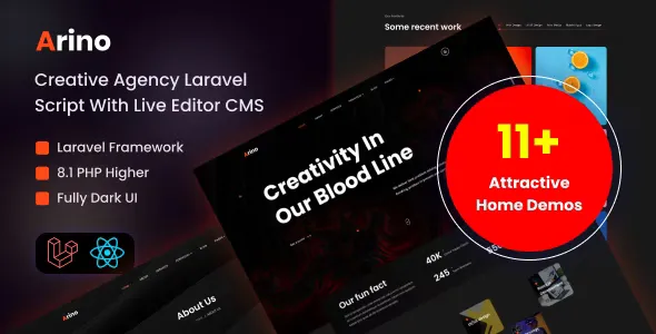Arino v3.1 - Creative Agency Laravel Script with Live Editor CMS