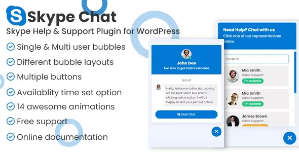 Skype Chat Support Pro WordPress Plugin v1.1.1