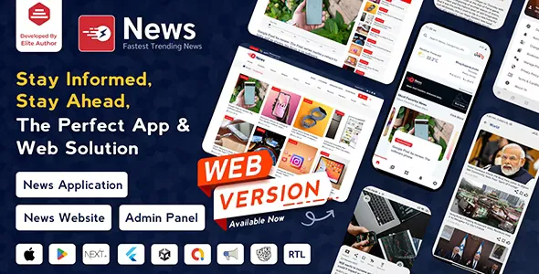 News App and Web v3.1.4 - Flutter News App for Android and IOS App | News Website with Admin Panel