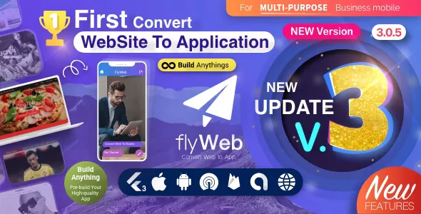 FlyWeb for Web to App Convertor Flutter + Admin Panel v3.0.5