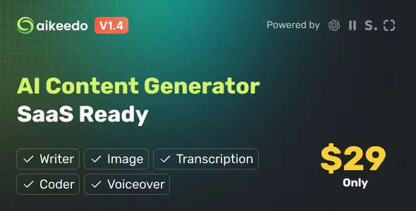 Aikeedo v1.4.3 - AI Content Generator Platform - SaaS Ready - OpenAI