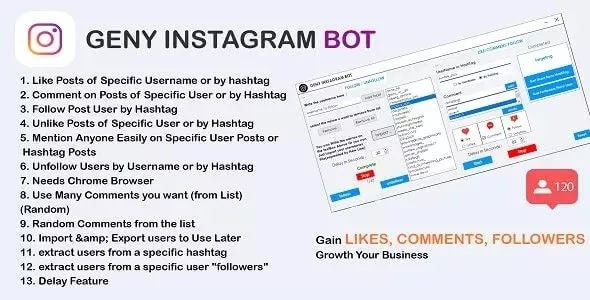 GENY Instagram Bot 4.0.1 - Gain More Instagram Followers, Increase Your Followers Now