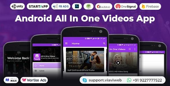 Android All In One Videos App v1.14 (DailyMotion,Vimeo,Youtube,Server Videos,Admob with GDPR)