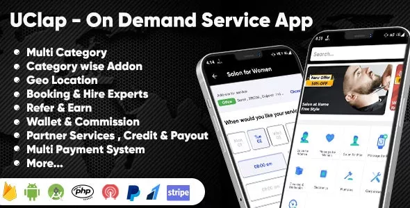 UClap v1.3 - On Demand Home Service App, UrbanClap Clone, Android App with Interactive Admin Panel