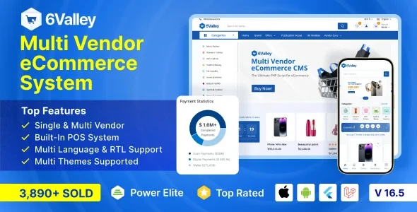6Valley Multi-Vendor eCommerce CMS v16.5 - Complete eCommerce Mobile App, Website, Seller and Admin Panel