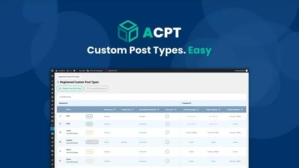 Advanced Custom Post Types (ACPT) v2.1.0