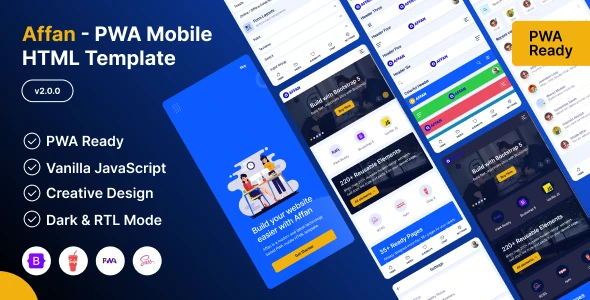 Affan v1.7.0 - PWA Mobile HTML Template