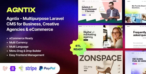 Agntix v1.2.1 - Multipurpose Laravel CMS for Business, Portfolio, Creative Agencies & eCommerce