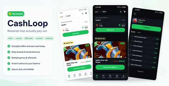 Cashloop v3.0 - Mobile Reward System with Laravel Admin Panel