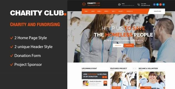Charity Club - Responsive HTML Template for Fund Raising