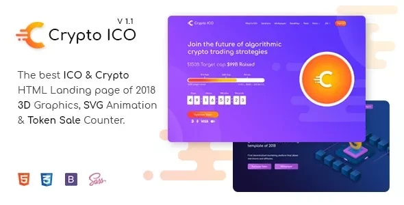 Crypto ICO v1.2 - Cryptocurrency Website Landing Page HTML Template
