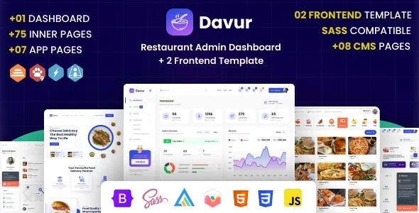 Davur v2.0.1 - Restaurant Admin Dashboard + 2 Frontend Template