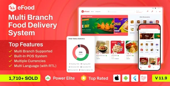 eFood v11.9 - Food Delivery App with Laravel Admin Panel + Delivery Man App