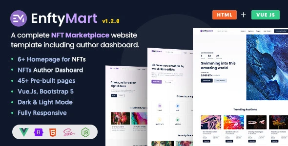 EnftyMart v1.2.0 - NFT Marketplace HTML & Vue JS Template