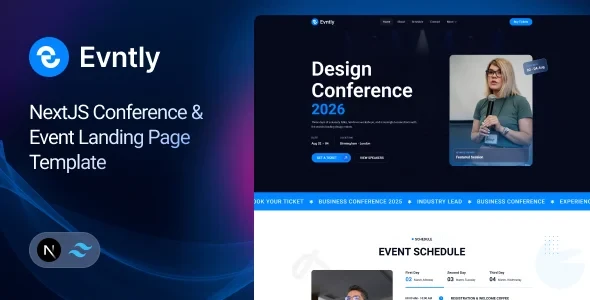 Evntly - NextJS Conference & Event Landing Page Template